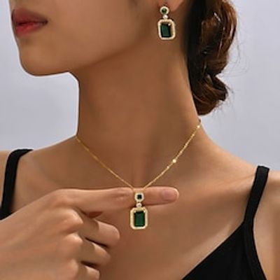 Jewelry Set 1 set Cubic Zirconia Copper 1 Necklace Earrings Women's Elegant Vintage Jewelry Set For Party Anniversary Wedding Guest Lightinthebox