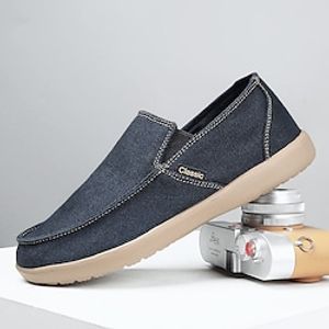 Men's Sneakers Loafers  Slip-Ons Espadrilles Light Soles Slip-on Sneakers Casual British Preppy Daily Office  Career Cycling Shoes Walking Shoes Canvas Denim Breathable Blue Khaki Gray Summer Spring Lightinthebox