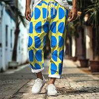 DopamineHoliday X Kris Lee Men's Geometric Color Blocking Pants Elastic Drawstring Straight-Leg Trousers Lightinthebox