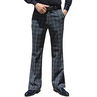 Men's Dress Pants Flared Pants Trousers Suit Pants Print Button Pocket Plaid Comfort Breathable Outdoor Daily Going out Fashion Casual Light Grey Dark Gray Lightinthebox - thumbnail