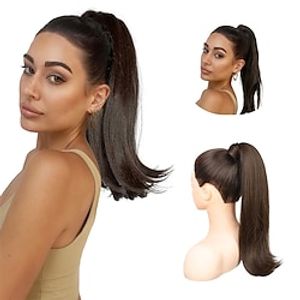 16 Brown Flipped Ponytail Extension Smooth Tangle-Resistant 90's Retro Wrap Around Pony Tail Hair Extensions Natural Soft Clip in Hair Extensions Ponytail Synthetic Fake Hairpiece Mixed Brown Lightinthebox