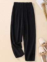 Casual Loose Solid Color Elastic Waist Pants