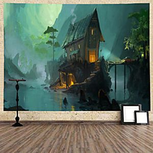 Halloween Wall Tapestry Art Decor Blanket Curtain Hanging Home Bedroom Living Room Decoration Psychedelic Haunted Scary Pumpkin Skull Skeleton Bat Castle Grim Reaper Polyester miniinthebox