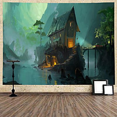Halloween Wall Tapestry Art Decor Blanket Curtain Hanging Home Bedroom Living Room Decoration Psychedelic Haunted Scary Pumpkin Skull Skeleton Bat Castle Grim Reaper Polyester miniinthebox
