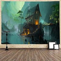 Halloween Wall Tapestry Art Decor Blanket Curtain Hanging Home Bedroom Living Room Decoration Psychedelic Haunted Scary Pumpkin Skull Skeleton Bat Castle Grim Reaper Polyester miniinthebox - thumbnail
