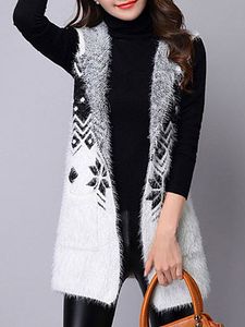 Hat Collar Elegant Bohemian Sleeveless Knit Cardigan
