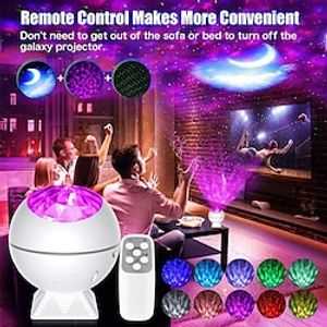 3D Ocean Wave Star Light Night Light Decorative Lighting Projectors Upgraded 360 Rotation LED Starry Night Sky Galaxy Projector Lamp Moon Clouds  Room Bedroom Decor Birthday Valentine's Day Gifts Lightinthebox
