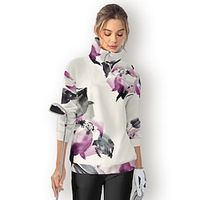 Women's Golf Pullover Sweatshirt White Long Sleeve Thermal Warm Top Floral Ladies Golf Attire Clothes Outfits Wear Apparel miniinthebox