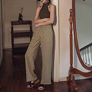 Women's Fashion Boho Comfort Daily Weekend Culotte Pants Graphic Geometric Pattern Full Length Drawstring Pocket Print Yellow Lightinthebox