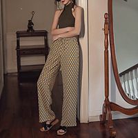 Women's Fashion Boho Comfort Daily Weekend Culotte Pants Graphic Geometric Pattern Full Length Drawstring Pocket Print Yellow Lightinthebox - thumbnail