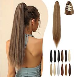 Ponytail Extension Claw Long Straight Clip in Natural Looking Synthetic Hair Extension Ponytail Hairpiece for Women Light Brown mix Ash Blonde Lightinthebox