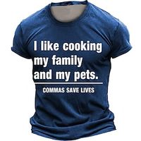I like Cooking My Family and My Pets Daily Designer Street Style Men's 3D Print T shirt Tee Sports Outdoor Holiday Going out T shirt Black Brown Dark Blue Short Sleeve Crew Neck Shirt Spring  Summer Lightinthebox - thumbnail