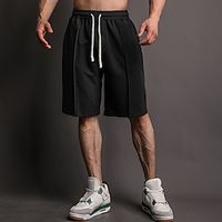 Men's Shorts Sunday Shorts Sports Going out Weekend Running Casual Drawstring Elastic Waist Plain Knee Length Cotton Blend Gymnatics Activewear Black Dark Grey Micro-elastic Lightinthebox - thumbnail