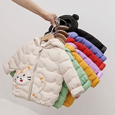 Toddler Boys Hoodie Jacket Outerwear Solid Color Cartoon Long Sleeve Coat Outdoor Fashion Adorable Black Yellow Pink Fall Winter 3-7 Years Lightinthebox