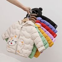 Toddler Boys Hoodie Jacket Outerwear Solid Color Cartoon Long Sleeve Coat Outdoor Fashion Adorable Black Yellow Pink Fall Winter 3-7 Years Lightinthebox - thumbnail