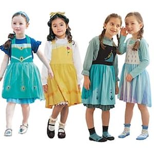 Frozen Princess Elsa Anna Princess Dress Up Apron Girls' Movie Cosplay Cosplay Halloween White Yellow Blue Dress Halloween Carnival Masquerade Polyester World Book Day Costumes miniinthebox