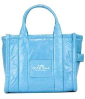 Marc Jacobs The Shiny Crinkle Mini Tote Air Blue Leather Crossbody Handbag Purse (95021)