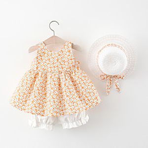 2 Pieces Baby Girls' Sweet Floral Print Sleeveless Regular Clothing Set Purple Yellow Orange miniinthebox
