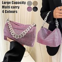 Women's Handbag Crossbody Bag Shoulder Bag Wristlet Synthetic Party Daily Holiday Sequin Zipper Chain Large Capacity Lightweight Durable Solid Color Silver Black Purple miniinthebox - thumbnail