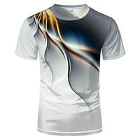 Men's T shirt Tee Graphic Prints Crew Neck Gray 3D Print Outdoor Street Short Sleeve Print Clothing Apparel Sports Designer Casual / Summer miniinthebox - thumbnail