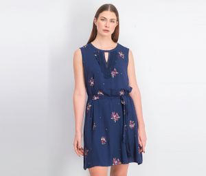 Womens Quin Embroidered Woven Dress  Navy