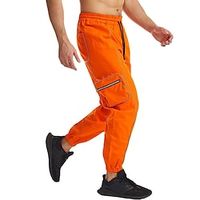 Men's Trousers Parachute Pants Casual Pants Drawstring Elastic Waist Multi Pocket Solid Colored Comfort Wearable Outdoor Daily Streetwear Casual Black Orange Micro-elastic Lightinthebox - thumbnail