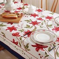 Farmhouse Tablecloth Cotton Linen Table Cloth Spring Tablecloth Round Outdoor Cloth Table Cover Oval Floral Rectangle For Picnic,Wedding,Dining,Easter miniinthebox - thumbnail