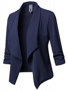 Fold Over Collar Plain Blazer