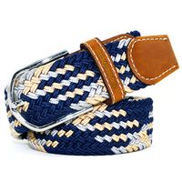 Mens Unisex Woven Stretch Braided Elastic Leather Buckle Belt Practical Waistband Belts