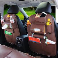 Leather Multi-Pocket Car Seat Back Bag Organizer Storage Phone Cup Tissue Holder - thumbnail