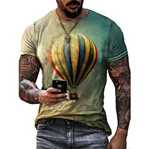 Men's Unisex T shirt 3D Print Graphic Prints Balloon Crew Neck Daily Holiday Print Short Sleeve Tops Casual Streetwear Big and Tall Blue / Summer miniinthebox