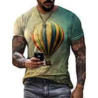 Men's Unisex T shirt 3D Print Graphic Prints Balloon Crew Neck Daily Holiday Print Short Sleeve Tops Casual Streetwear Big and Tall Blue / Summer miniinthebox - thumbnail