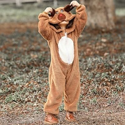 Kids Girls' Christmas Loungewear Long Sleeve Khaki Solid Color Animal Spring Fall Adorable Home 7-13 Years Lightinthebox Kids Girls' Christmas Loungewear Long Sleeve Khaki Solid Color Animal Spring Fall Adorable Home 7-13 Years Lightinthebox