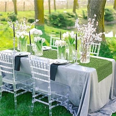 Simulated Grass Table Runner Hawaii Party Dining Table Decoration Outdoor Wedding Table Decoration Green Artificial Turf Table Cloth Lightinthebox