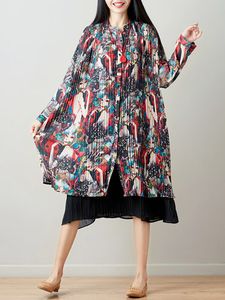 Printed Chiffon Long Sleeve Dresses
