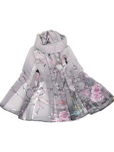 Birds Printed Chiffon Scarf