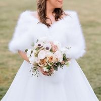 Faux Fur Wraps Shawls Women's Wrap Pure Elegant Sleeveless Terylene Wedding Wraps With Feathers  Fur For Wedding Fall  Winter Lightinthebox - thumbnail