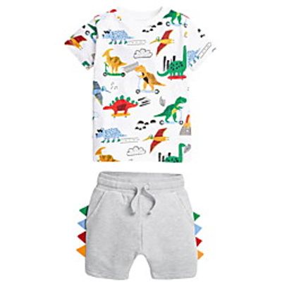 Kids Boys' Clothing Set 2 Pieces Short Sleeve White Cartoon Dinosaur Animal Print Indoor Outdoor Casual Daily Regular 2-8 Years miniinthebox