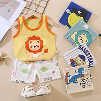 2 Pieces Toddler Boys T-shirt Shorts Outfit Graphic Sleeveless Set School Fashion Daily Summer Spring 3-7 Years Lightinthebox