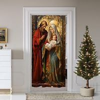 Christmas Decorations Door Cover, 1 Panel Door Curtain with Santa Claus or Snowman Pattern Home Xmas Decor for Living Room, Kitchen, Outdoor Lightinthebox - thumbnail