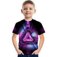 Kids Boys' T shirt Tee Short Sleeve Graphic Rainbow Children Tops Active 3-12 Years miniinthebox - thumbnail