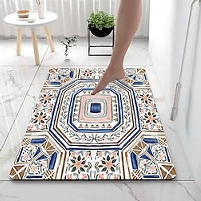 Bohemia Diatomaceous Earth Bath Mat Xmas Soft Mat Rubber Anti-Slip Fast Dry Super Absorbent Thin Bathroom Mat for Under Door - Bathroom Floor Mat Rug Bathtub Front Shower Mat Sink miniinthebox