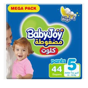 Babyjoy Cullotte Pants Diaper, Mega Pack Junior Size 5, Count 44, 12 - 18 Kg