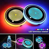 LED Cup Holder Light Car Coaster RGB Luminous USB Rechargeable Coaster Night Light Drink Accessories Decorative Atmosphere Light Lightinthebox - thumbnail