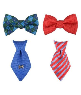 Flamingo Badger & Bow Tie Dog Collar Accessories