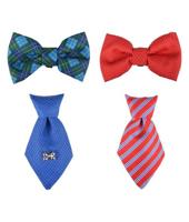 Flamingo Badger & Bow Tie Dog Collar Accessories