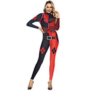 Cosplay Adults' Women's Halloween Halloween Festival Halloween Festival / Holiday Terylene RedBlack Women's Easy Carnival Costumes Printing / Leotard / Onesie miniinthebox