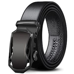 Men's Faux Leather Belt Dress Belt Ratchet Belt Casual Belt Box Buckle Black Navy Blue Faux Leather Fashion Business Formal Party Work Daily miniinthebox