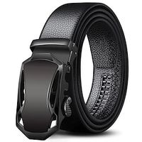 Men's Faux Leather Belt Dress Belt Ratchet Belt Casual Belt Box Buckle Black Navy Blue Faux Leather Fashion Business Formal Party Work Daily miniinthebox - thumbnail