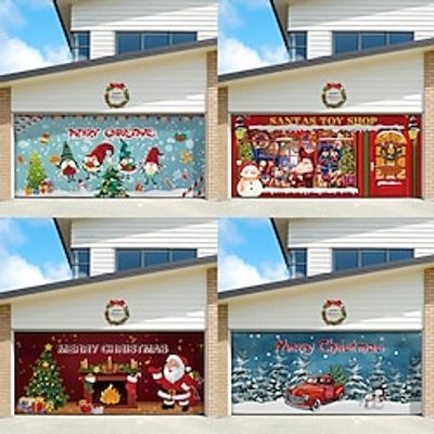 Christmas Garage Door Banner, Indoor Outdoor Christmas Holidays, Happy Background, Decoration Cover, Christmas Happy New Year Banner, Large Door Cover, Christmas Decoration Lightinthebox